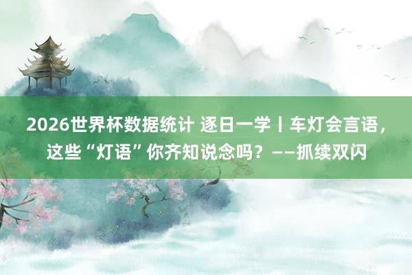 2026世界杯数据统计 逐日一学丨车灯会言语，这些“灯语”你齐知说念吗？——抓续双闪