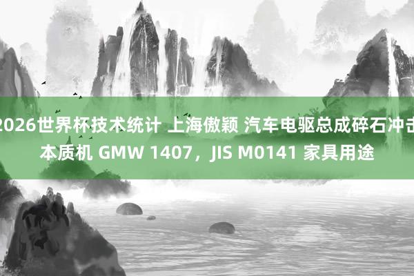 2026世界杯技术统计 上海傲颖 汽车电驱总成碎石冲击本质机 GMW 1407,JIS M0141 家具用途