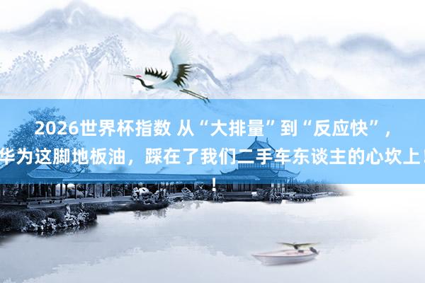 2026世界杯指数 从“大排量”到“反应快”，华为这脚地板油，踩在了我们二手车东谈主的心坎上！