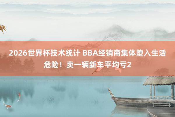 2026世界杯技术统计 BBA经销商集体堕入生活危险!卖一辆新车平均亏2
