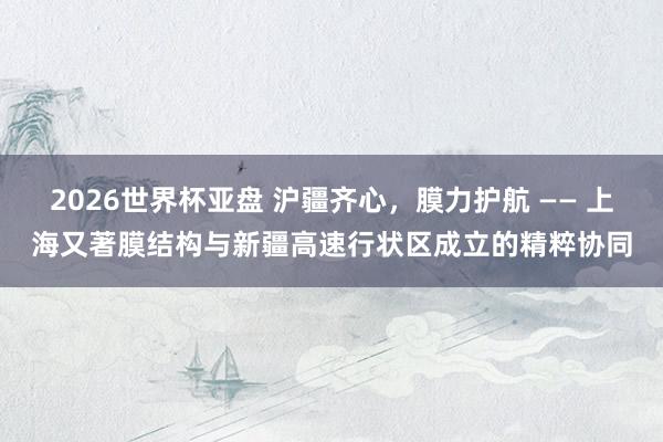 2026世界杯亚盘 沪疆齐心，膜力护航 —— 上海又著膜结构与新疆高速行状区成立的精粹协同