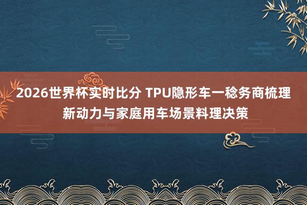 2026世界杯实时比分 TPU隐形车一稔务商梳理 新动力与家庭用车场景料理决策