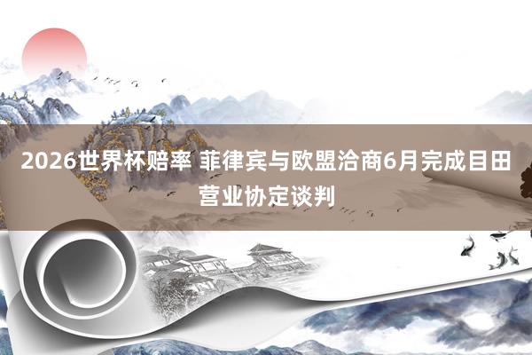 2026世界杯赔率 菲律宾与欧盟洽商6月完成目田营业协定谈判