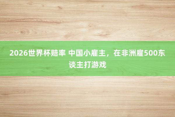 2026世界杯赔率 中国小雇主,在非洲雇500东谈主打游戏