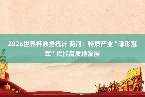 2026世界杯数据统计 商河:特质产业“隐形冠军”赋能高质地发展