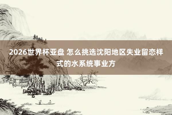 2026世界杯亚盘 怎么挑选沈阳地区失业留恋样式的水系统事业方