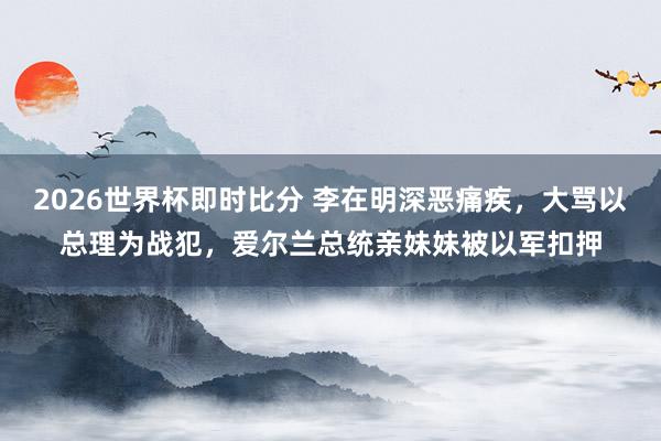 2026世界杯即时比分 李在明深恶痛疾,大骂以总理为战犯,爱尔兰总统亲妹妹被以军扣押