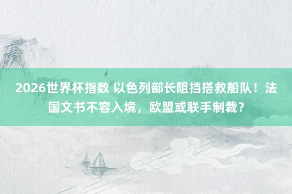 2026世界杯指数 以色列部长阻挡搭救船队！法国文书不容入境，欧盟或联手制裁？