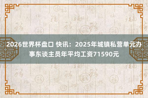 2026世界杯盘口 快讯：2025年城镇私营单元办事东谈主员年平均工资71590元