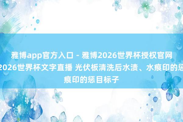 雅博app官方入口 - 雅博2026世界杯授权官网平台，2026世界杯文字直播 光伏板清洗后水渍、水痕印的惩目标子