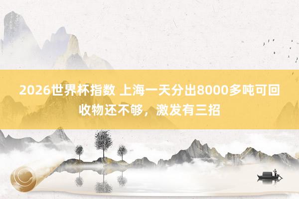 2026世界杯指数 上海一天分出8000多吨可回收物还不够，激发有三招