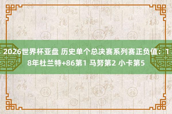 2026世界杯亚盘 历史单个总决赛系列赛正负值：18年杜兰特+86第1 马努第2 小卡第5