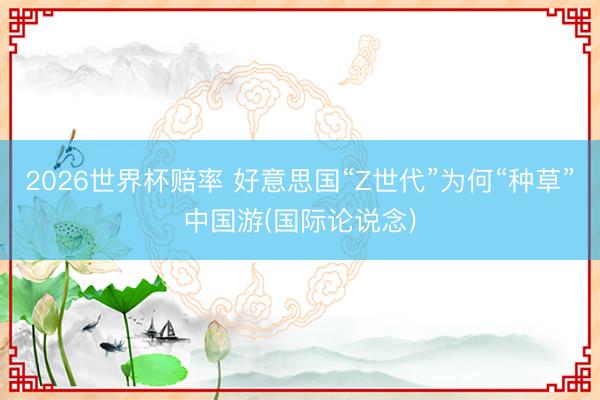 2026世界杯赔率 好意思国“Z世代”为何“种草”中国游(国际论说念)