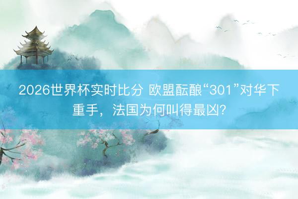 2026世界杯实时比分 欧盟酝酿“301”对华下重手，法国为何叫得最凶？